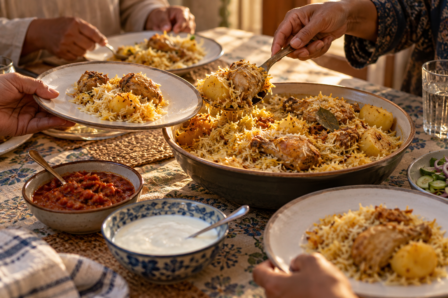 Chicken akhni being shared at a Cape family table