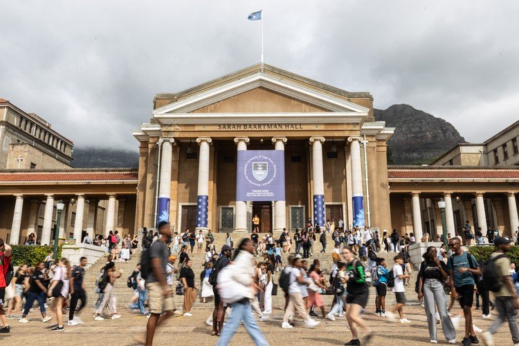 Students crossing the University of Cape Town campus