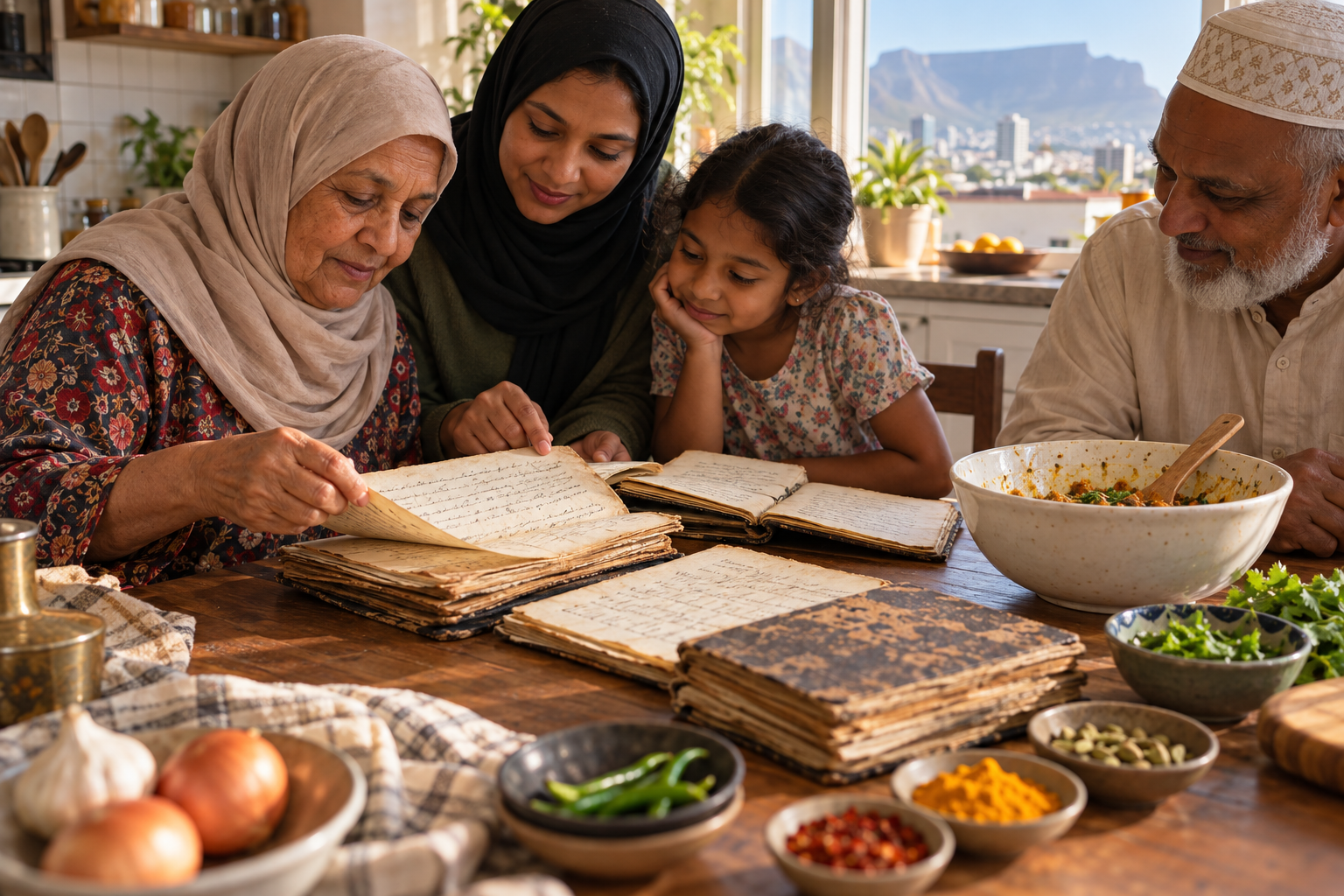 A Cape family opening inherited recipe notebooks together